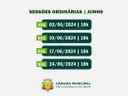 Confira as datas das sessões ordinárias do mês de junho 