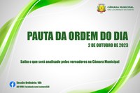 Pauta da Ordem do Dia - 2 de outubro de 2023 